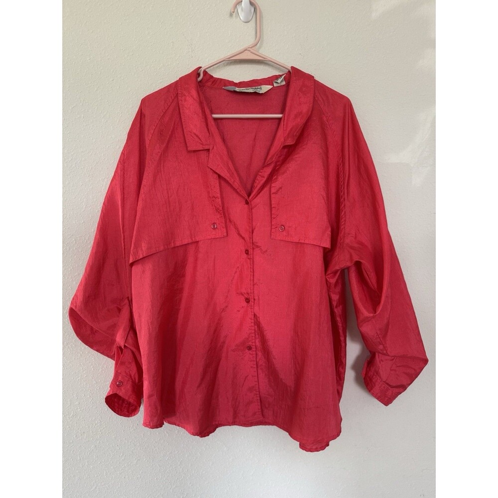Diane Von Furstenberg Vintage Blouse 80s Button Front Plus Size 20w Workwear